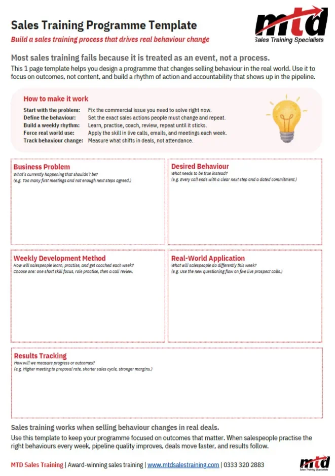 MTD Training Programme Template