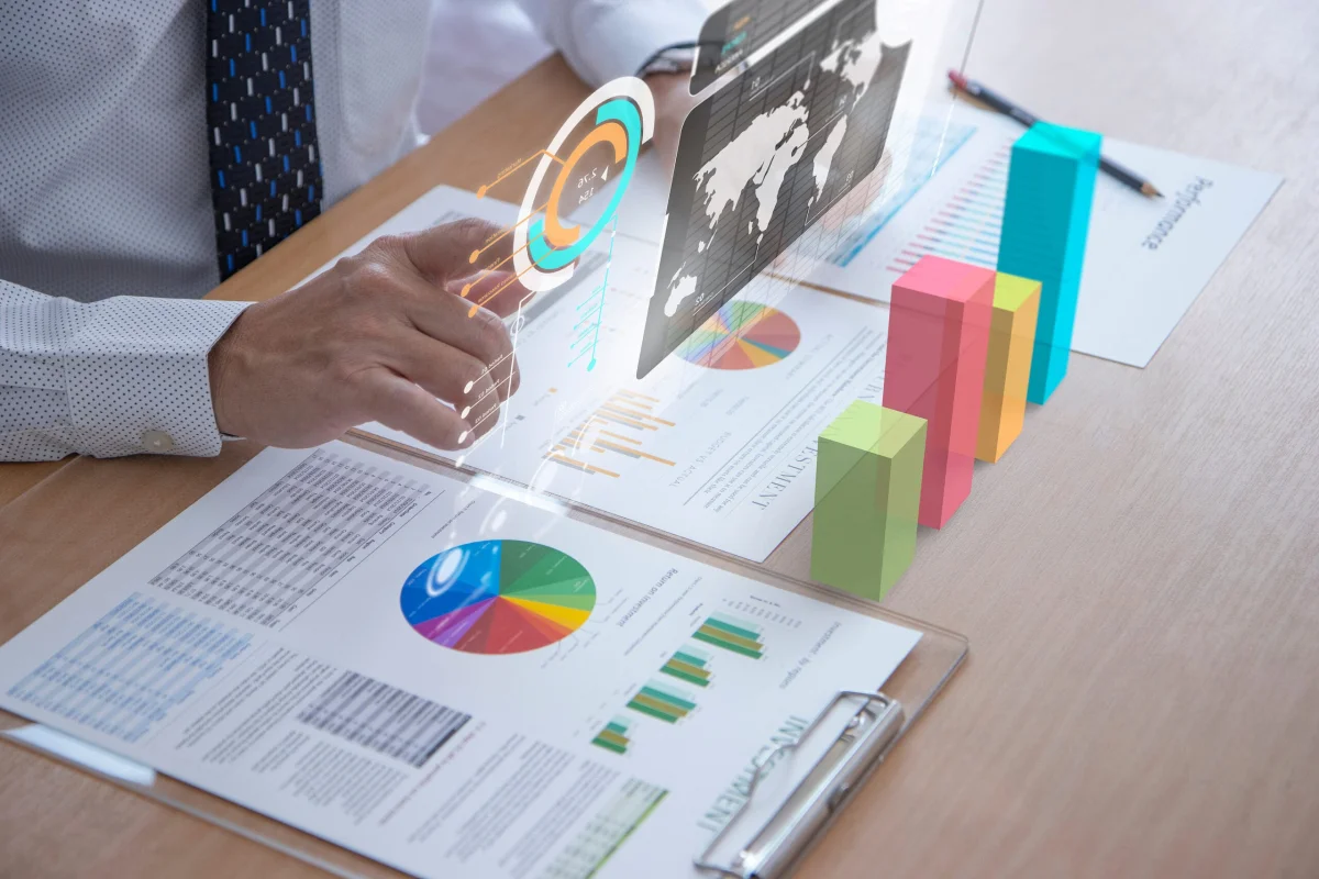 Salesperson analyzing data dashboard